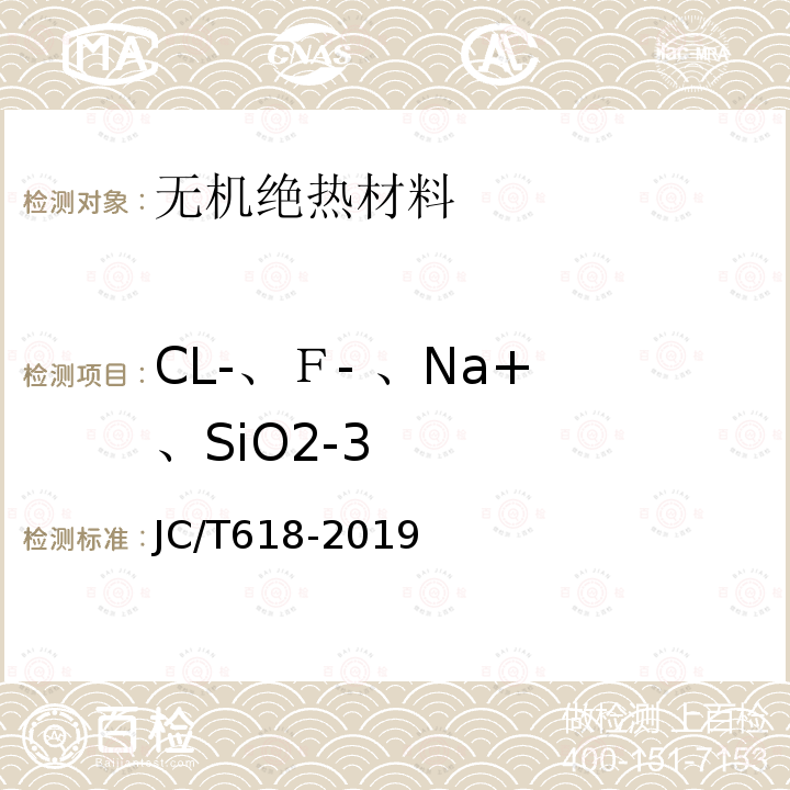 CL-、Ｆ- 、Na+ 、SiO2-3 绝热材料中可溶出氯化物、氟化物、硅酸盐及钠离子的化学分析方法