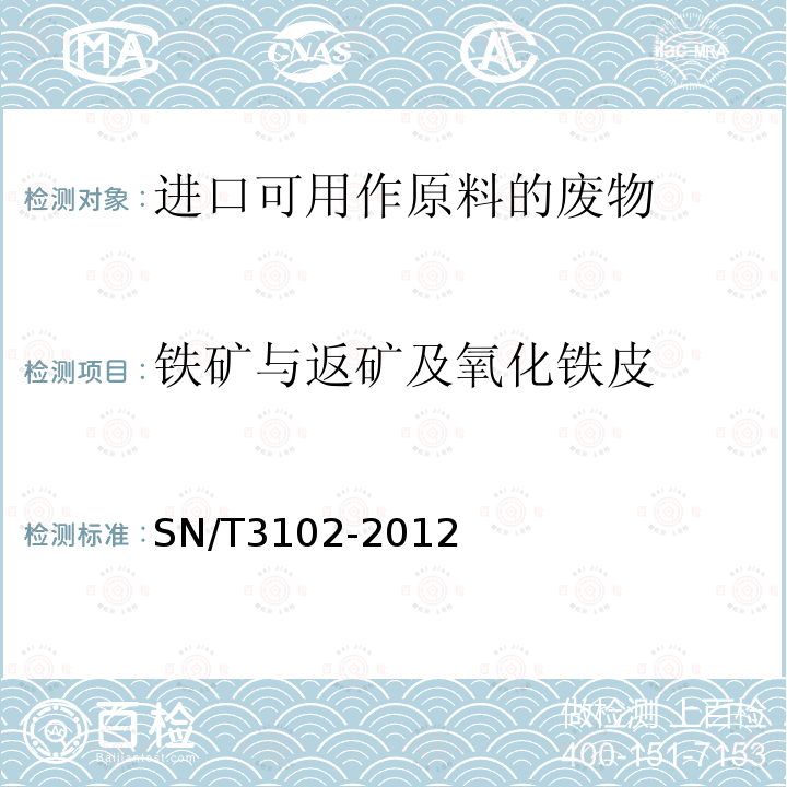 铁矿与返矿及氧化铁皮 铁矿与返矿及氧化铁皮的鉴别规程