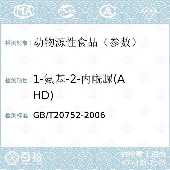 1-氨基-2-内酰脲(AHD) 猪肉、牛肉、鸡肉、猪肝和水产品中硝基呋喃类代谢物残留量的测定 液相色谱-串联质谱法