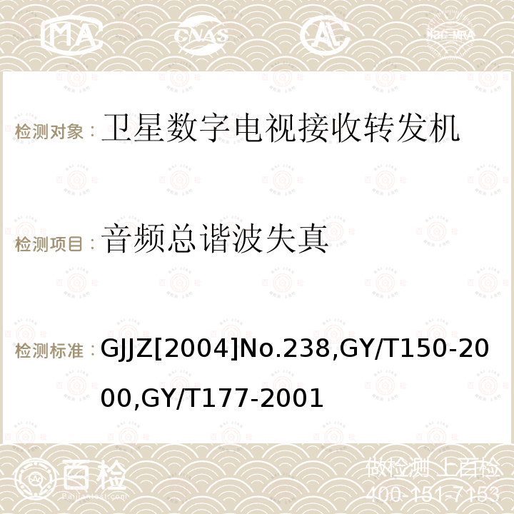 音频总谐波失真 关于发布卫星数字电视接收调制器等两种“村村通”用设备暂行技术要求的通知,
卫星数字电视接收站测量方法-室内单元测量,
电视发射机技术要求和测量方法