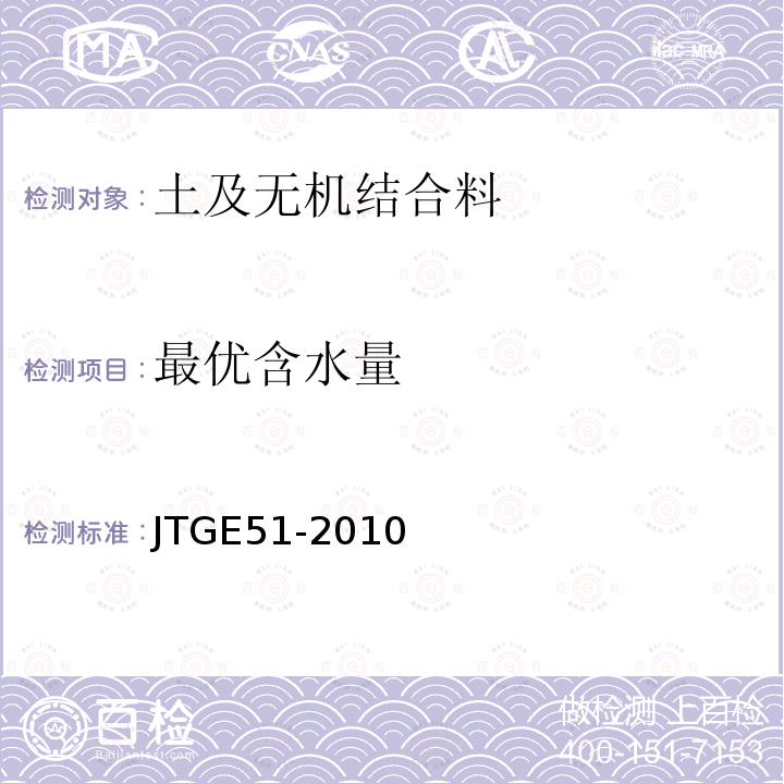 最优含水量 公路工程无机结合料稳定材料试验规程