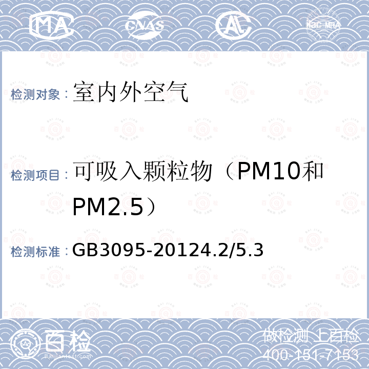 可吸入颗粒物（PM10和PM2.5） 环境空气质量标准