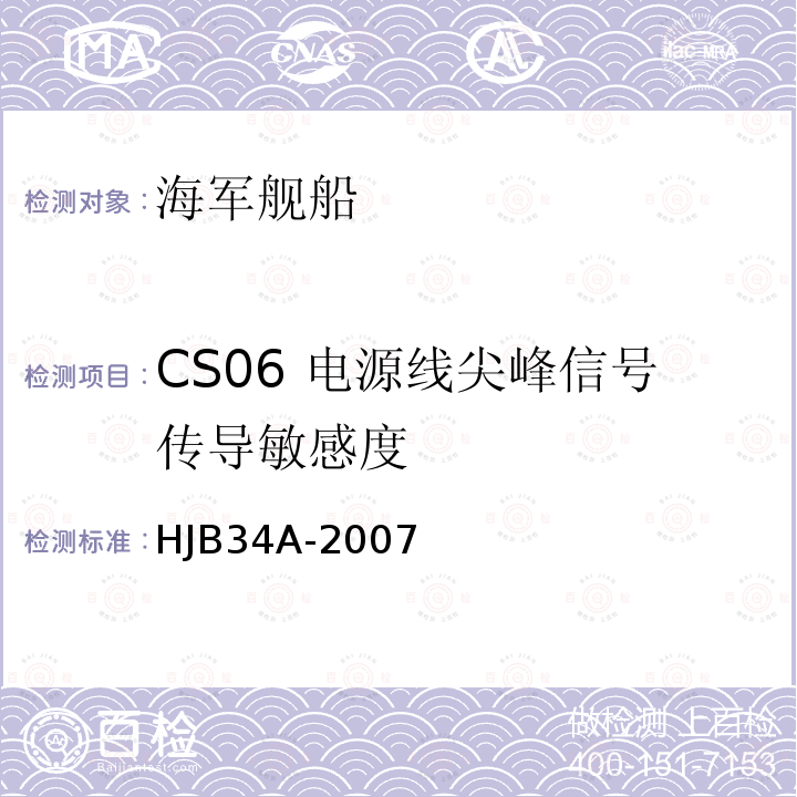 CS06 电源线尖峰信号传导敏感度 舰船电磁兼容性要求