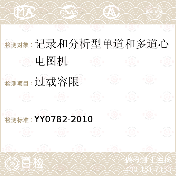 过载容限 医用电气设备 第2-51部分：记录和分析型单道和多道心电图机安全和基本性能专用要求