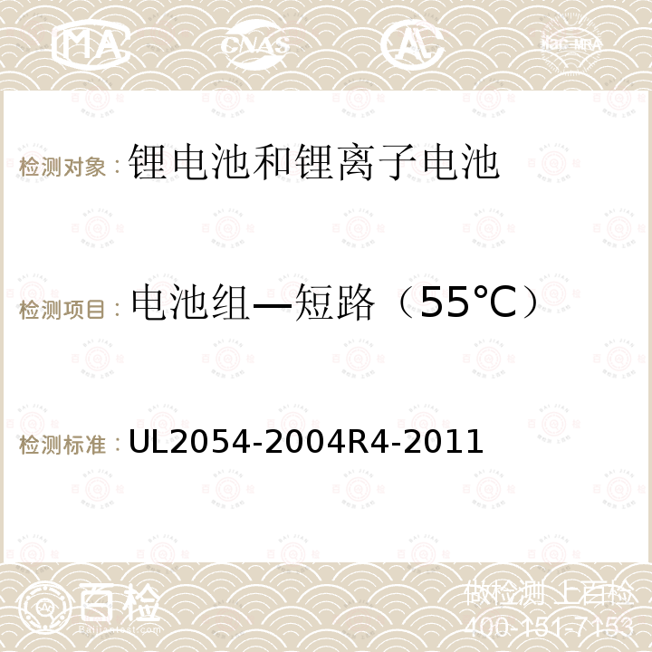 电池组—短路（55℃） UL2054-2004
R4-2011 家用和商用电池