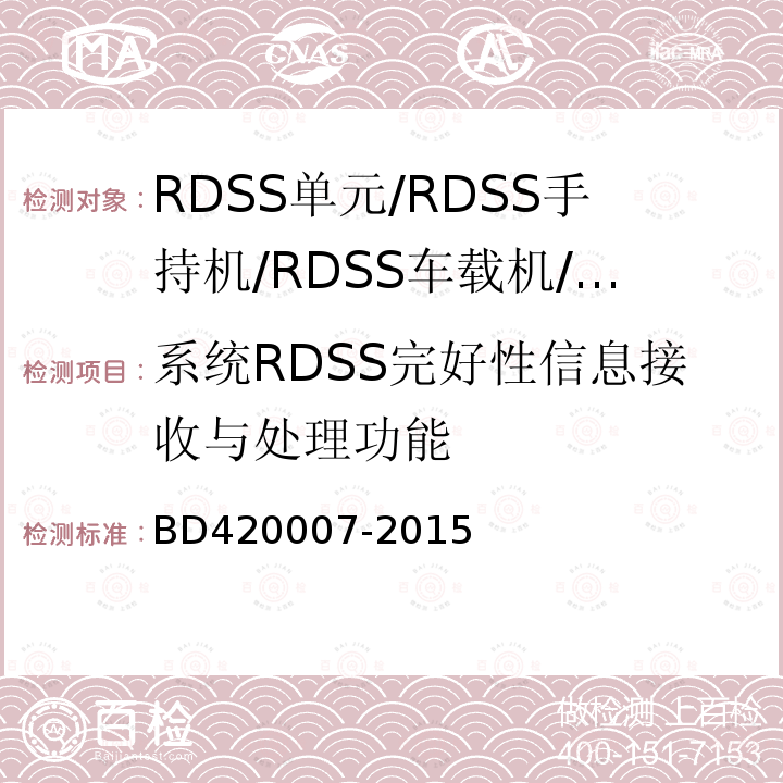 系统RDSS完好性信息接收与处理功能 北斗用户终端RDSS单元
性能要求及测试方法