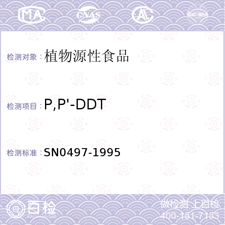 P,P'-DDT SN 0497-1995 出口茶叶中多种有机氯农药残留量检验方法
