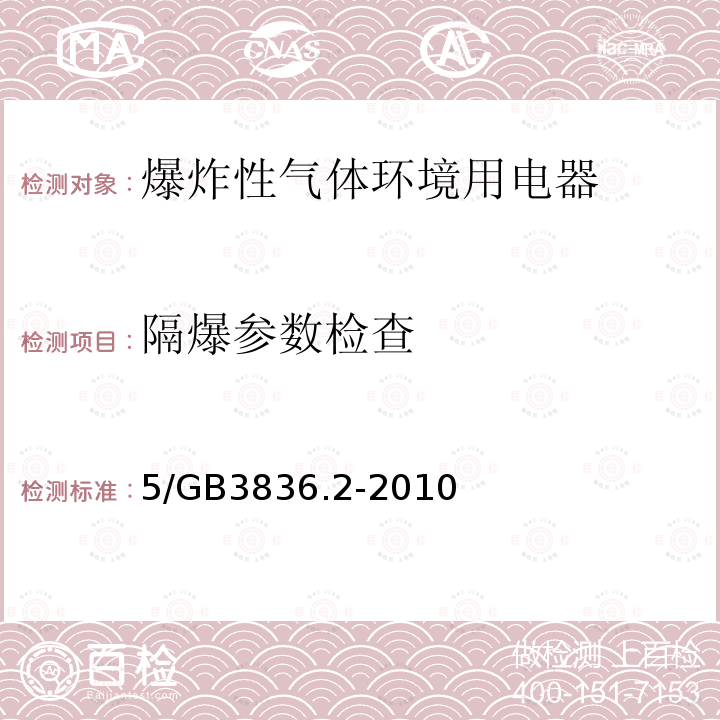 隔爆参数检查 爆炸性环境第二部分：由隔爆外壳“d”保护的设备