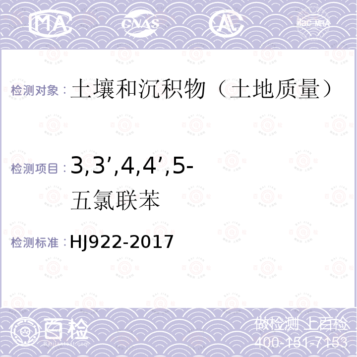 3,3’,4,4’,5-五氯联苯 土壤和沉积物 多氯联苯的测定 气相色谱法