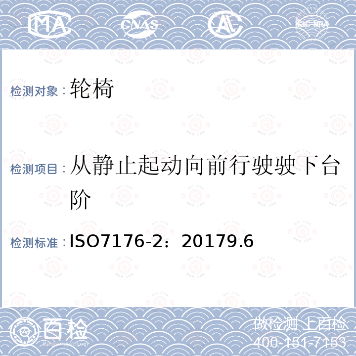 从静止起动向前行驶驶下台阶 轮椅 第2部分 电动轮椅动态稳定性测定