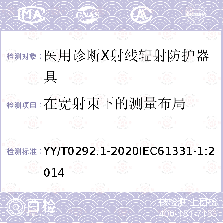 在宽射束下的测量布局 医用诊断X射线辐射防护器具 第1部分：材料衰减性能的测定 第1部分：材料衰减性能的测定