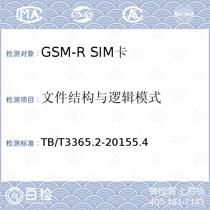 文件结构与逻辑模式 铁路数字移动通信系统（GSM-R）SIM卡 第2部分：试验方法