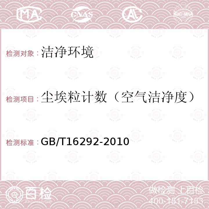 尘埃粒计数（空气洁净度） 医药工业洁净室悬浮粒子的测试方法