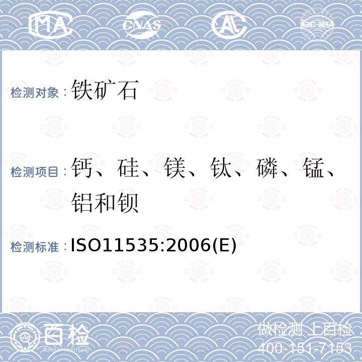 钙、硅、镁、钛、磷、锰、铝和钡 铁矿石.各种元素的测定.感应耦合等离子体原子发射光谱测定法