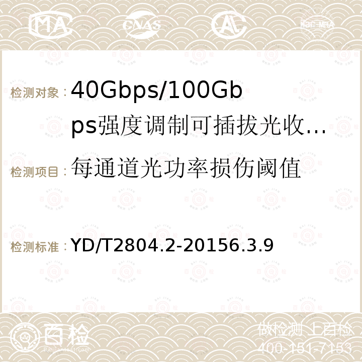 每通道光功率損傷閾值 40Gbps/100Gbps強度調制可插拔光收發合一模塊 第2部分：4×25Gbit/s