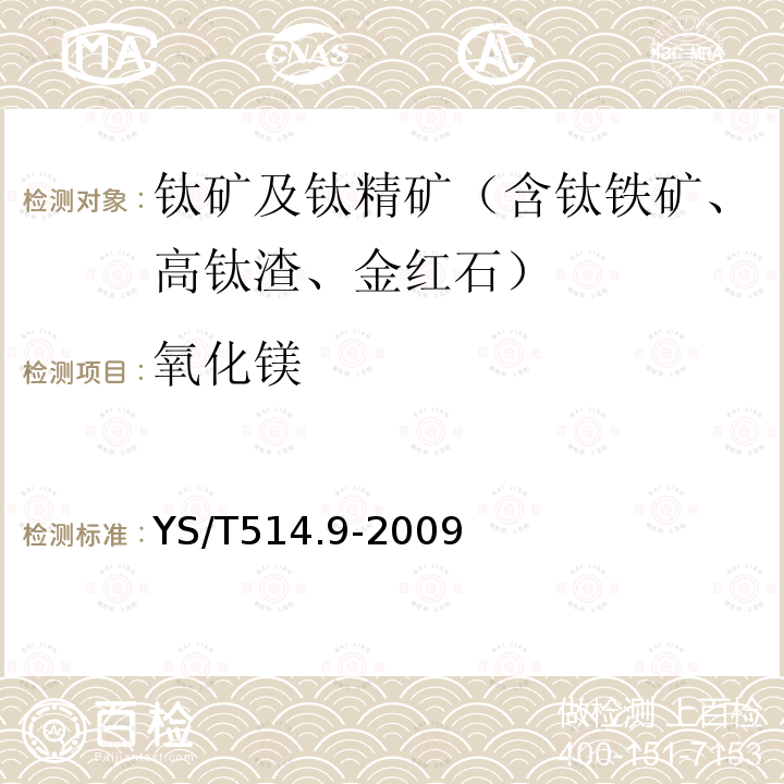 氧化镁 高钛渣、金红石化学分析方法 第9部分：氧化钙、氧化镁、一氧化锰、磷、三氧化二铬和五氧化二钒量的测定 电感耦合等离子体发射光谱法