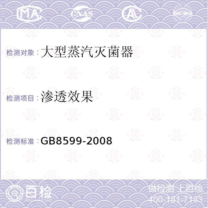 渗透效果 GB 8599-2008 大型蒸汽灭菌器技术要求 自动控制型