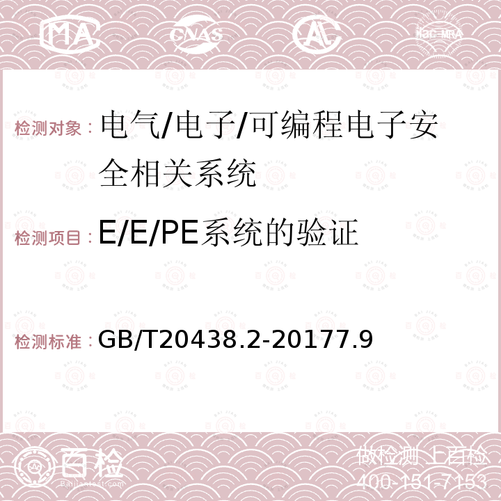 E/E/PE系统的验证 GB/T 20438.3-2017 电气/电子/可编程电子安全相关系统的功能安全 第3部分：软件要求