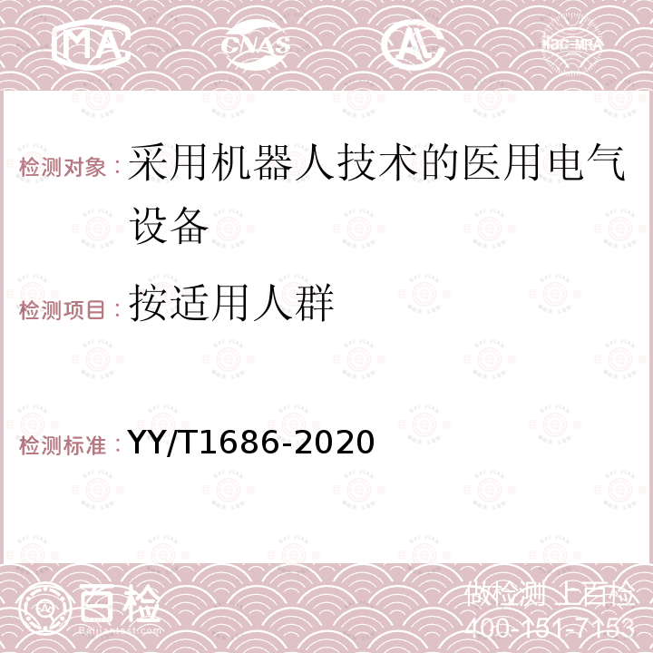 按适用人群 采用机器人技术的医用电气设备 分类