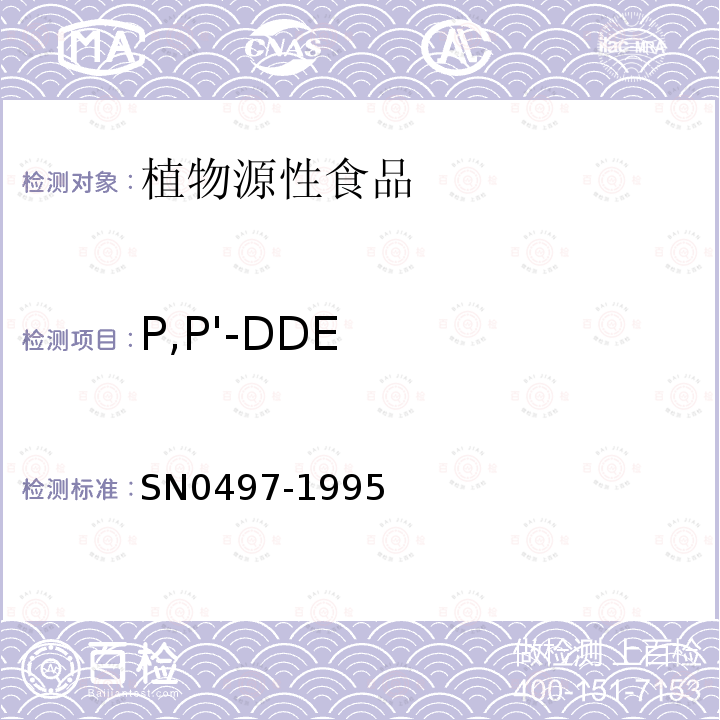 P,P'-DDE 出口茶叶中多种有机氯农药残留量检验方法