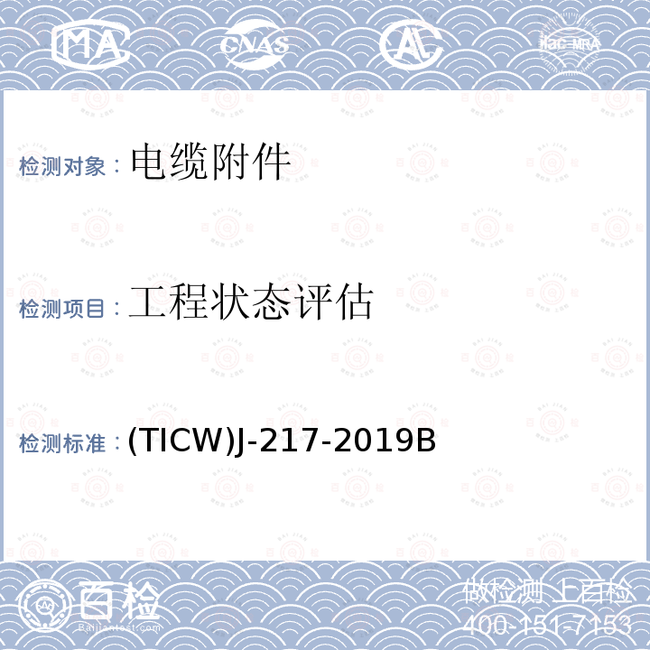 工程状态评估 (TICW)J-217-2019B 电缆附件在役状态评估方法