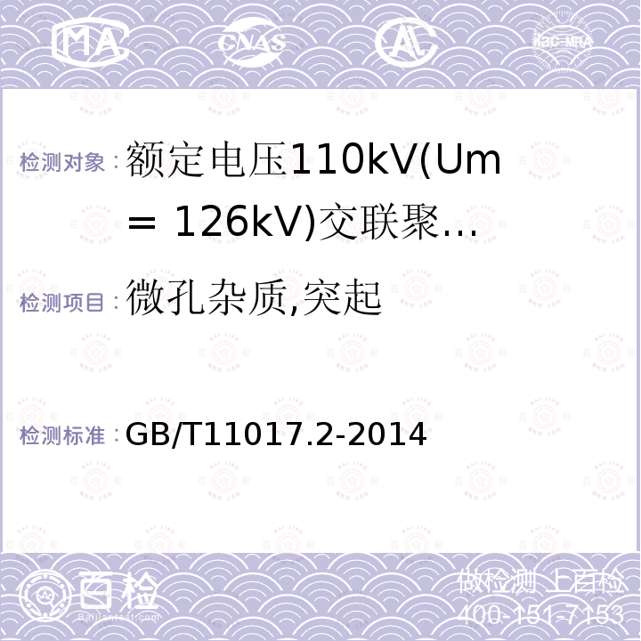 微孔杂质,突起 额定电压110kV(Um= 126kV)交联聚乙烯绝缘电力电缆及其附件 第2部分：电缆