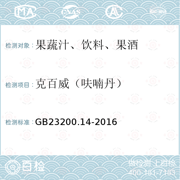 克百威（呋喃丹） 果蔬汁和果酒中512种农药及相关化学品残留量的测定 液相色谱-质谱法