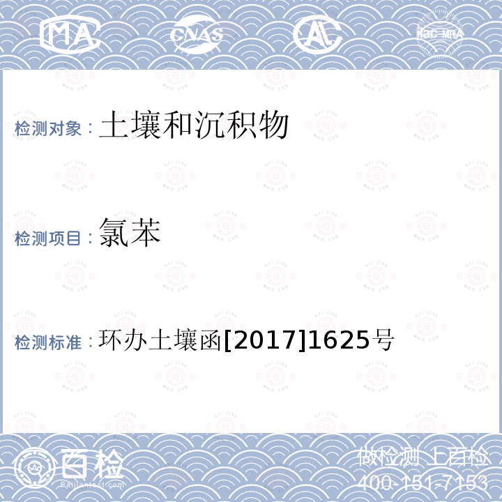 氯苯 全國土壤污染狀況詳查 土壤樣品分析測試方法技術規(guī)定 第二部分 4 揮發(fā)性有機物類(VOCs)/4-1 頂空/氣相色譜-質譜法；4-2 吹掃捕集/氣相色譜-質譜法