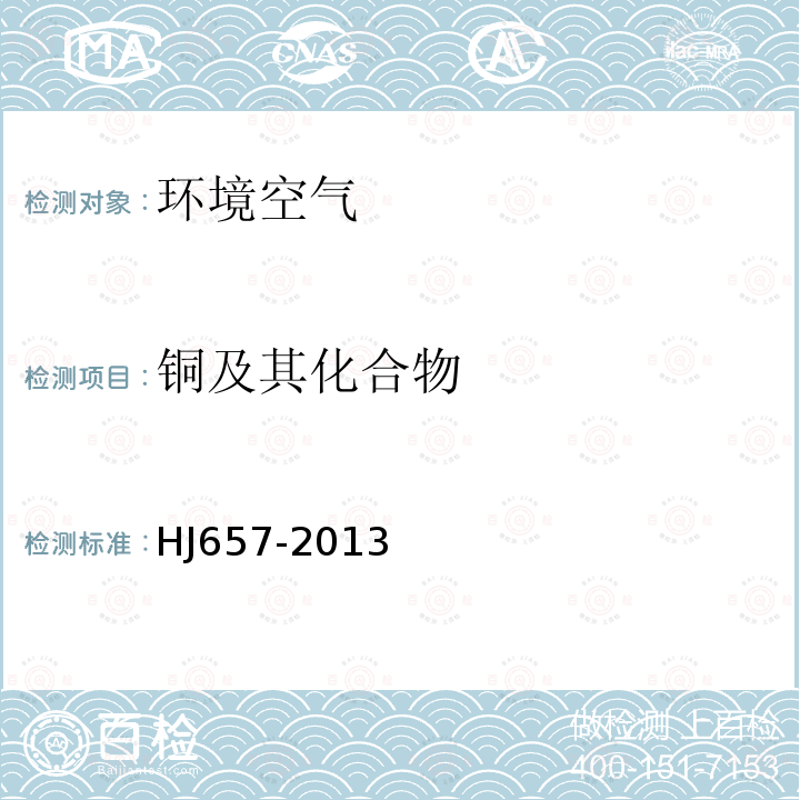 铜及其化合物 空气和废气 颗粒物中铅等金属元素的测定 电感耦合等离子体质谱法