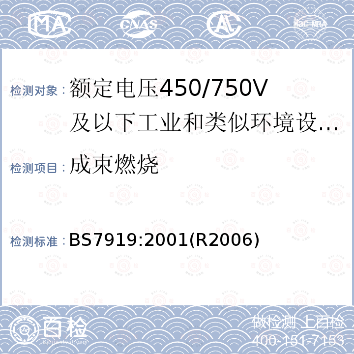 成束燃烧 额定电压450/750V及以下工业和类似环境设备和装置用软电缆