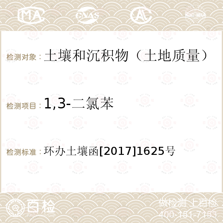 1,3-二氯苯 全国土壤污染状况详查土壤样品分析测试方法技术规定 第二部分4挥发性有机物类