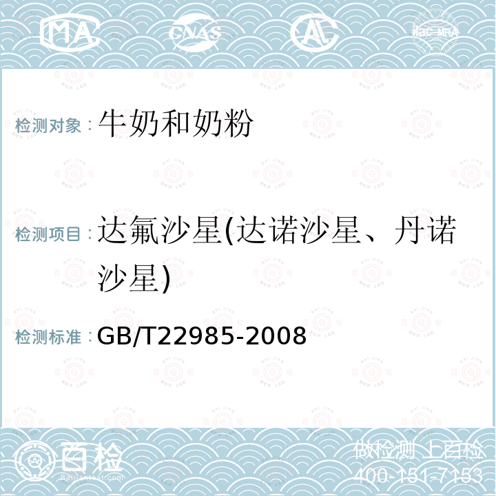 达氟沙星(达诺沙星、丹诺沙星) 牛奶和奶粉中恩诺沙星、达氟沙星、环丙沙星、沙拉沙星、奥比沙星、二氟沙星和麻保沙星残留量的测定 液相色谱-串联质谱法