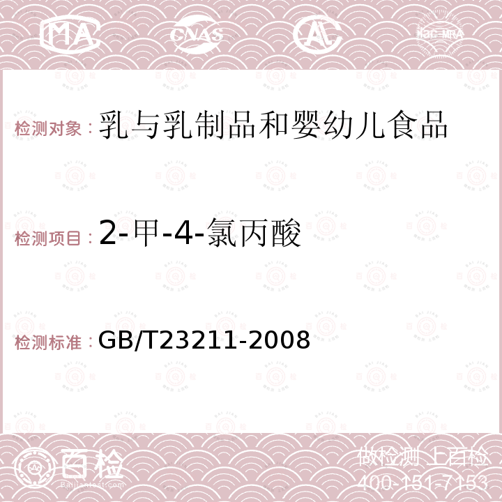 2-甲-4-氯丙酸 牛奶和奶粉中493種農(nóng)藥及相關(guān)化學(xué)品殘留量的測定 液相色譜-串聯(lián)質(zhì)譜法