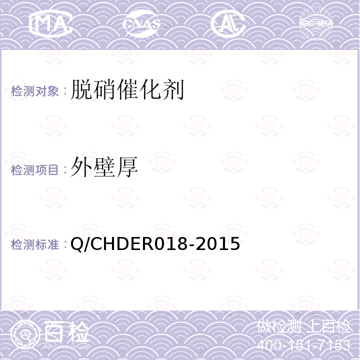 外壁厚 Q/CHDER018-2015 火电机组选择性催化还原法烟气脱硝催化剂检测技术规范 （6.2.1.1）