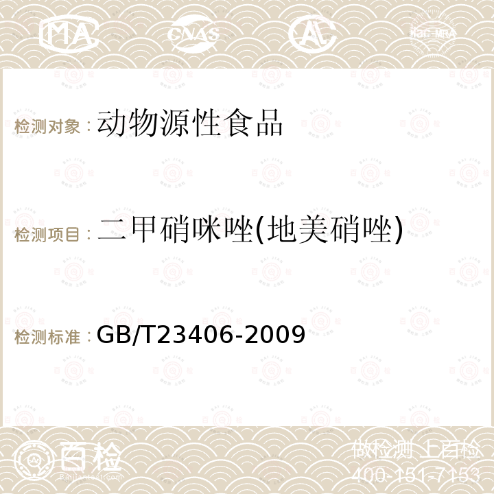 二甲硝咪唑(地美硝唑) 肠衣中硝基咪唑类药物及其代谢物残留量的测定 液相色谱-质谱/质谱法