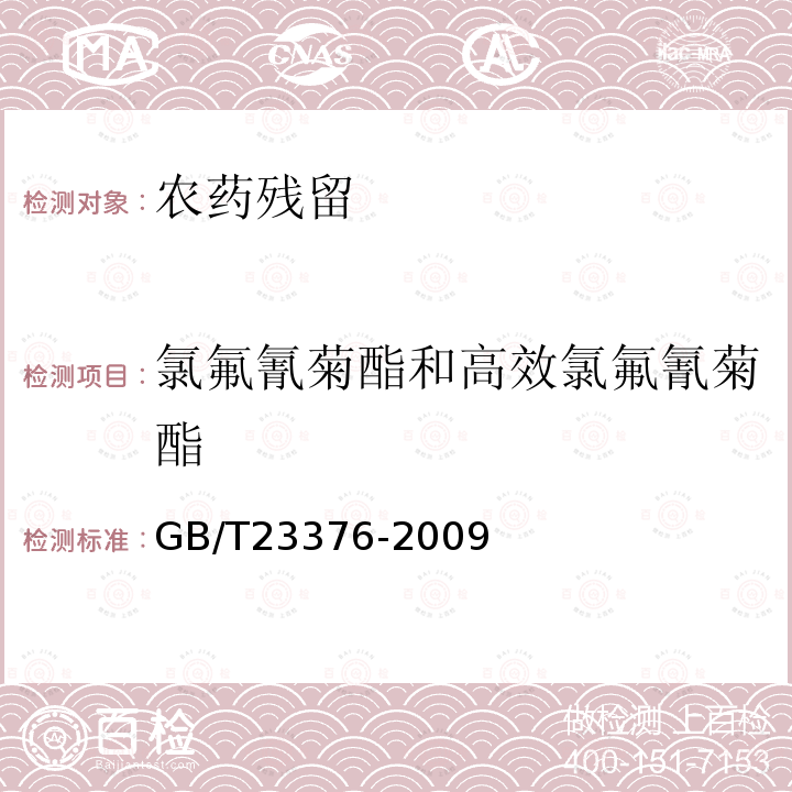 氯氟氰菊酯和高效氯氟氰菊酯 茶叶中农药多残留测定 气相色谱∕质谱法