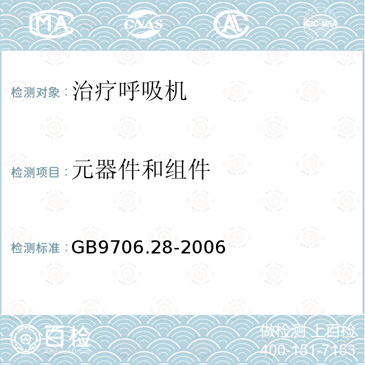 元器件和组件 医用电气设备第2部分:呼吸机安全专用要求——治疗呼吸机