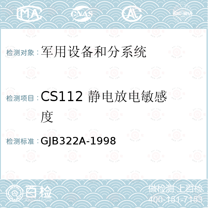 CS112 静电放电敏感度 GJB322A-1998 军用计算机通用规范