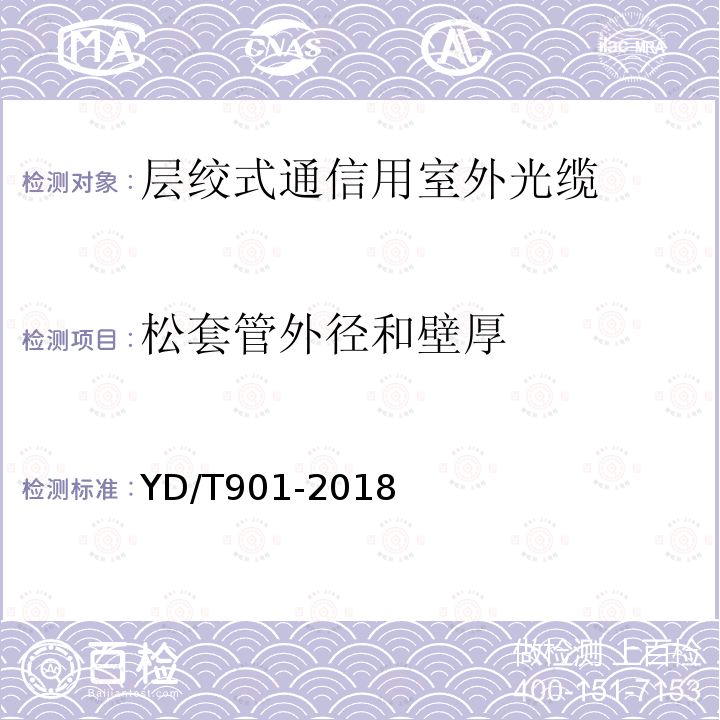 松套管外径和壁厚 核心网用光缆——层绞式通信用室外光缆