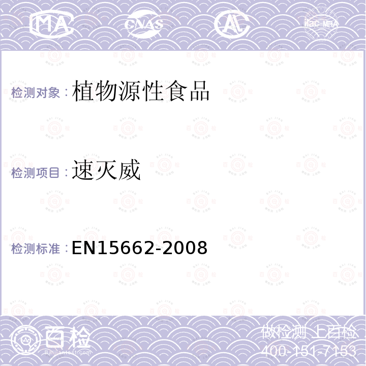 速灭威 植物源性食物中农药残留检测 GC-MS 和/或LC-MS/MS法（乙腈提取/基质分散净化 QuEChERS-方法）