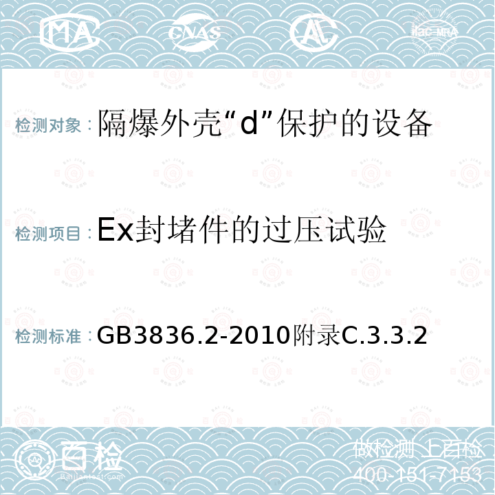 Ex封堵件的过压试验 爆炸性环境第2部分：由隔爆外壳“d”保护的设备