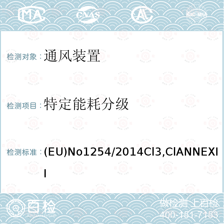 特定能耗分级 补充欧洲议会和理事会关于住宅通风装置能源标签的第2010/30 / EU号指令/