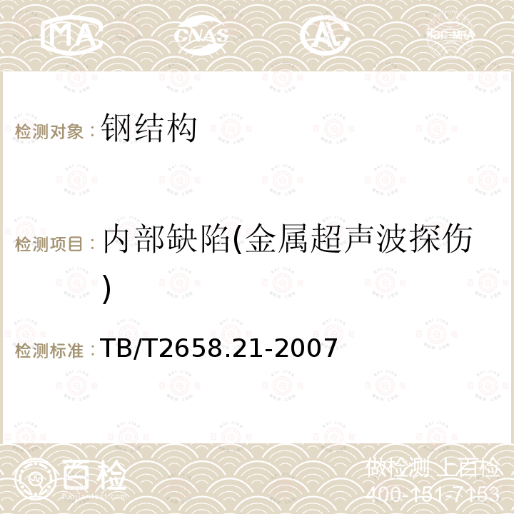 内部缺陷(金属超声波探伤) 工务作业 第21部分：钢轨焊缝超声波探伤作业