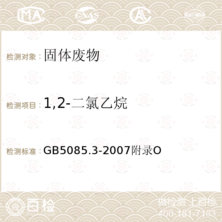 1,2-二氯乙烷 危险废物鉴别标准 浸出毒性鉴别 挥发性有机化合物的测定 气相色谱/质谱法