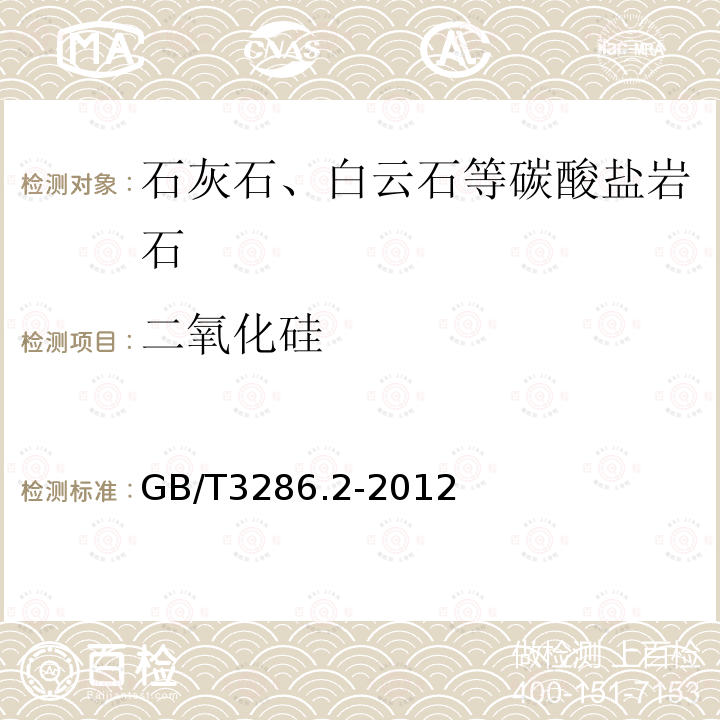 二氧化硅 石灰石、白云石化学分析方法第2部分：二氧化硅含量的测定硅钼蓝分光光度法和高氯酸脱水重量法