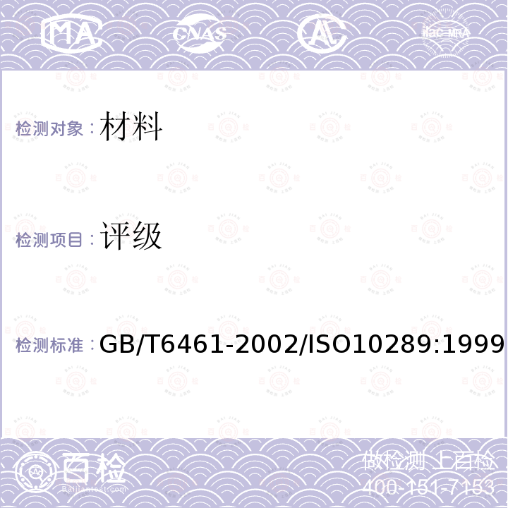 评级 金属基体上金属和其他无机覆盖层经腐蚀试验后的试样和试件的评级