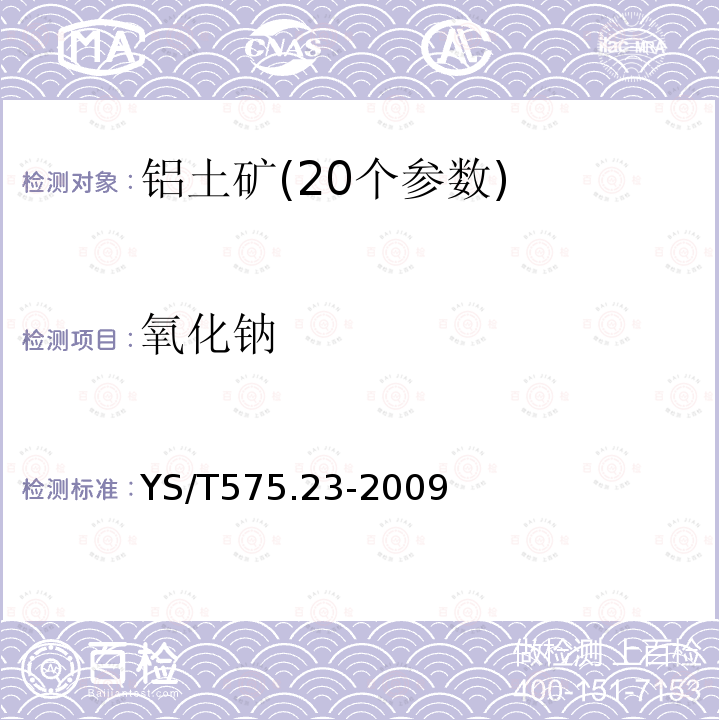 氧化钠 铝土矿石化学分析方法第23部分:X射线荧光光谱法测定元素含量