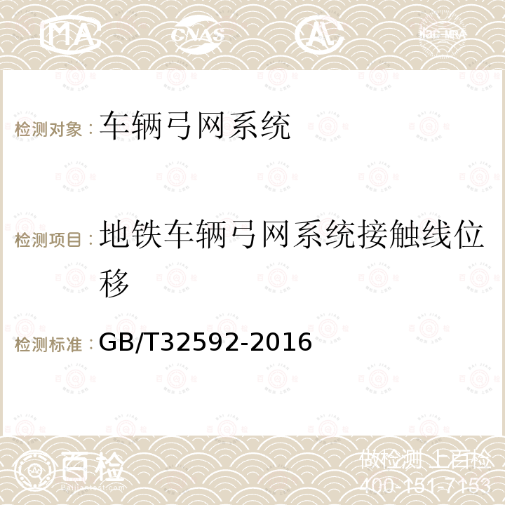 地铁车辆弓网系统接触线位移 轨道交通 受流系统 受电弓与接触网动态相互作用测量的要求和验证