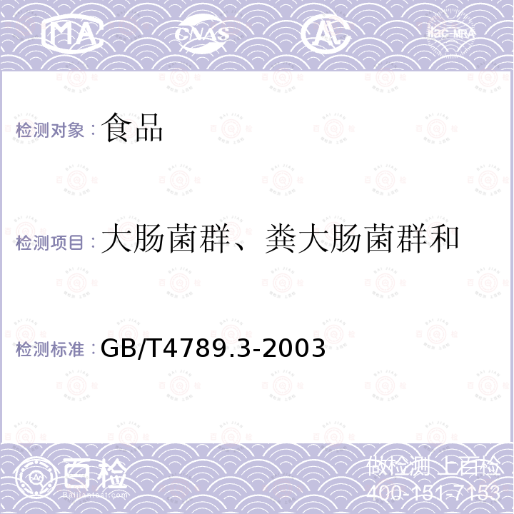 大肠菌群、粪大肠菌群和 大肠埃希氏菌（大肠杆菌） 食品卫生微生物学检验 大肠菌群计数