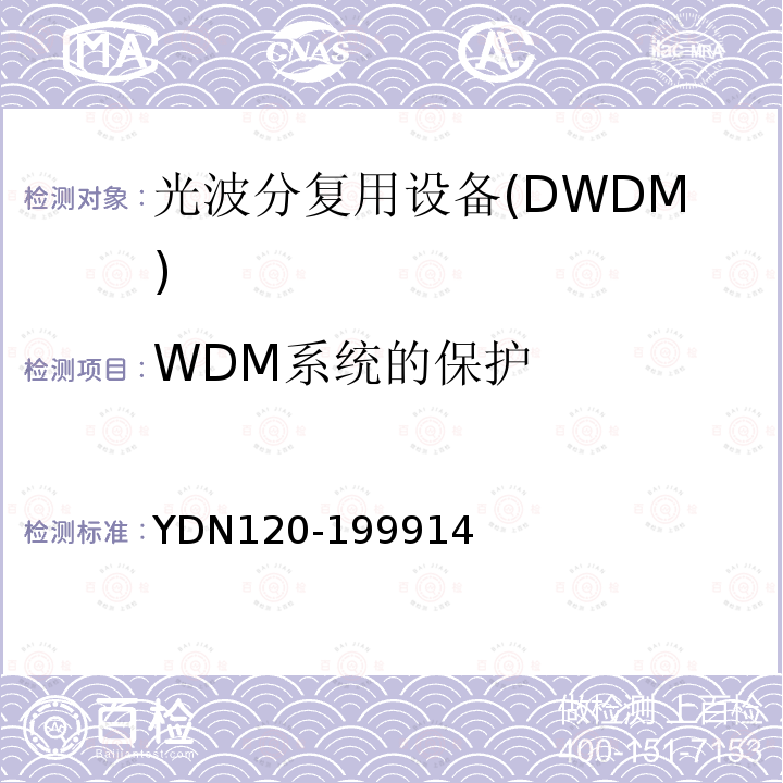 WDM系统的保护 光波分复用系统总体技术要求暂行规定